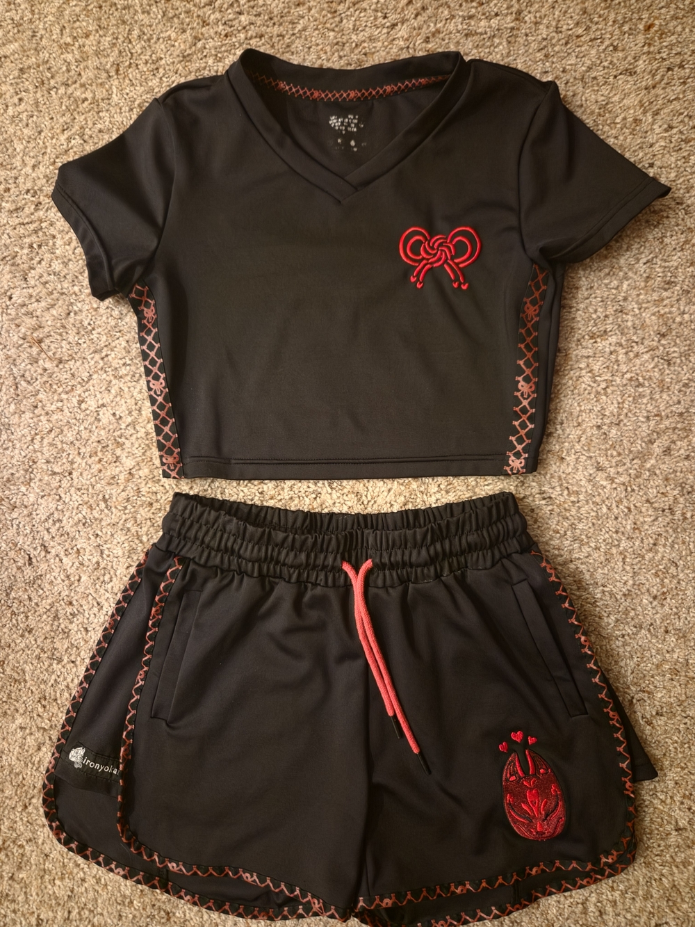 Iron Yokai Crop and Shorts in Ribbons and Kitsune Style